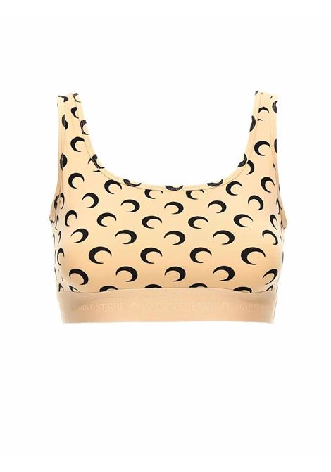 top sportivo moon printed jersey donna beige e nero MARINE SERRE | WUW055BCJER0001TA10